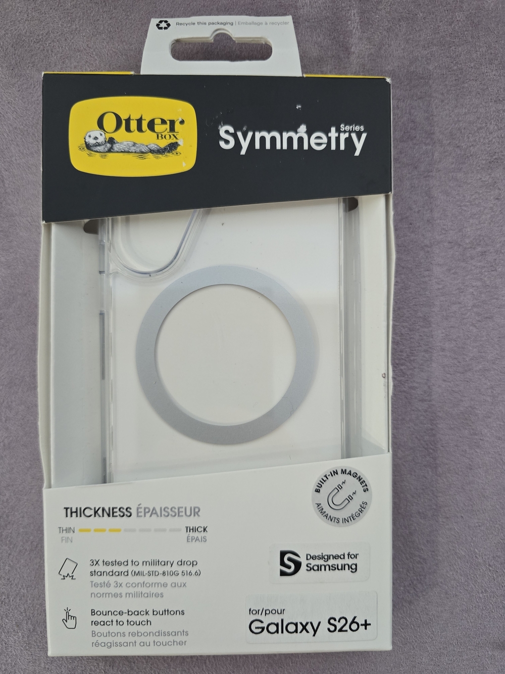 OtterBox Symmetry Series Clear Case for Galaxy S26+ - Clear/Silver